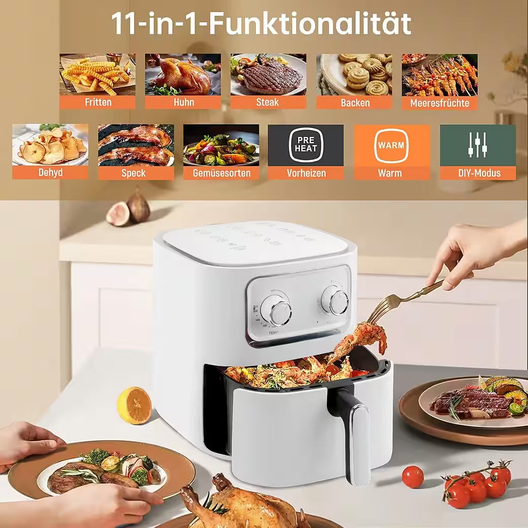 IBETTERTEC
Heißluftfritteuse Airfryer Heißluftfritteuse,2400W Multifunktionale Air Fryer XXL 10L,Heissluftfritteuse,Schnelle Erwärmung,95% weniger Öl,55 Prozent energiesparend,spülmaschinenfeste Körbe
