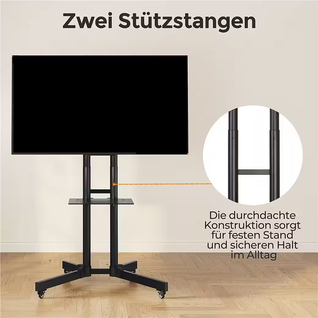 bis 65 Zoll, Mobile TV Standfuß TV-Halterung TV-Rack Rollbar