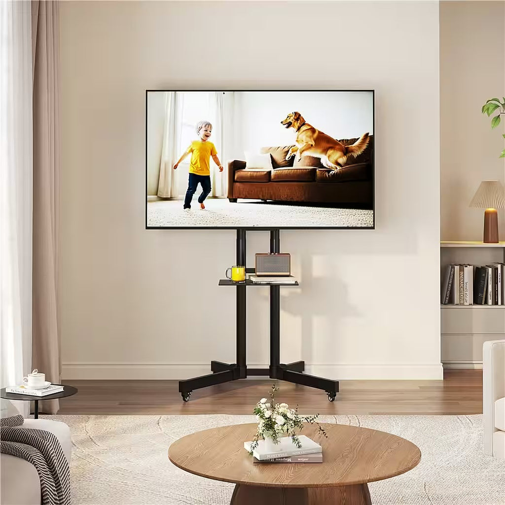 bis 65 Zoll, Mobile TV Standfuß TV-Halterung TV-Rack Rollbar