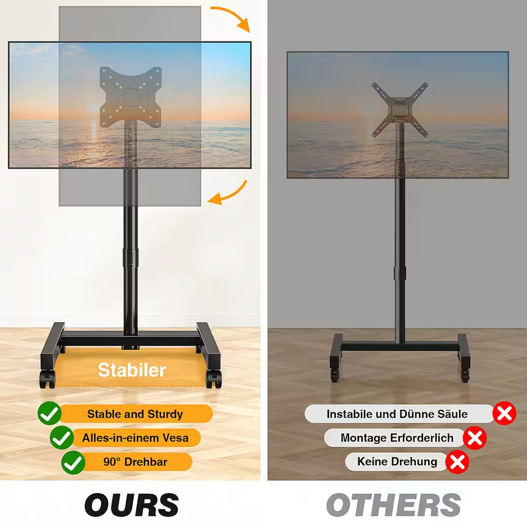 TV-Ständer mit Rollen Mobiler TV Standfuss für 13-50 Zoll Fernseher