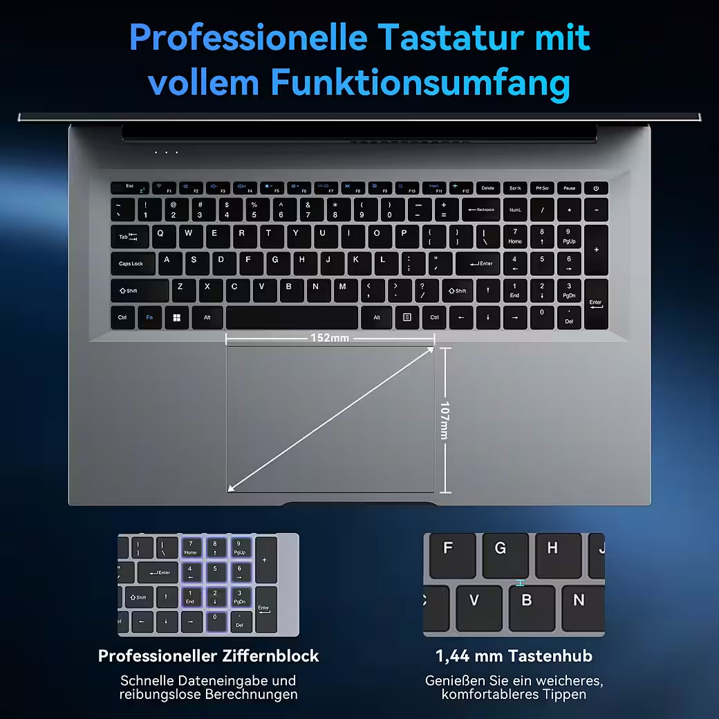 18.5" FHD IPS Acebook10 Intel Core N150 Windows 11 Pro Notebook