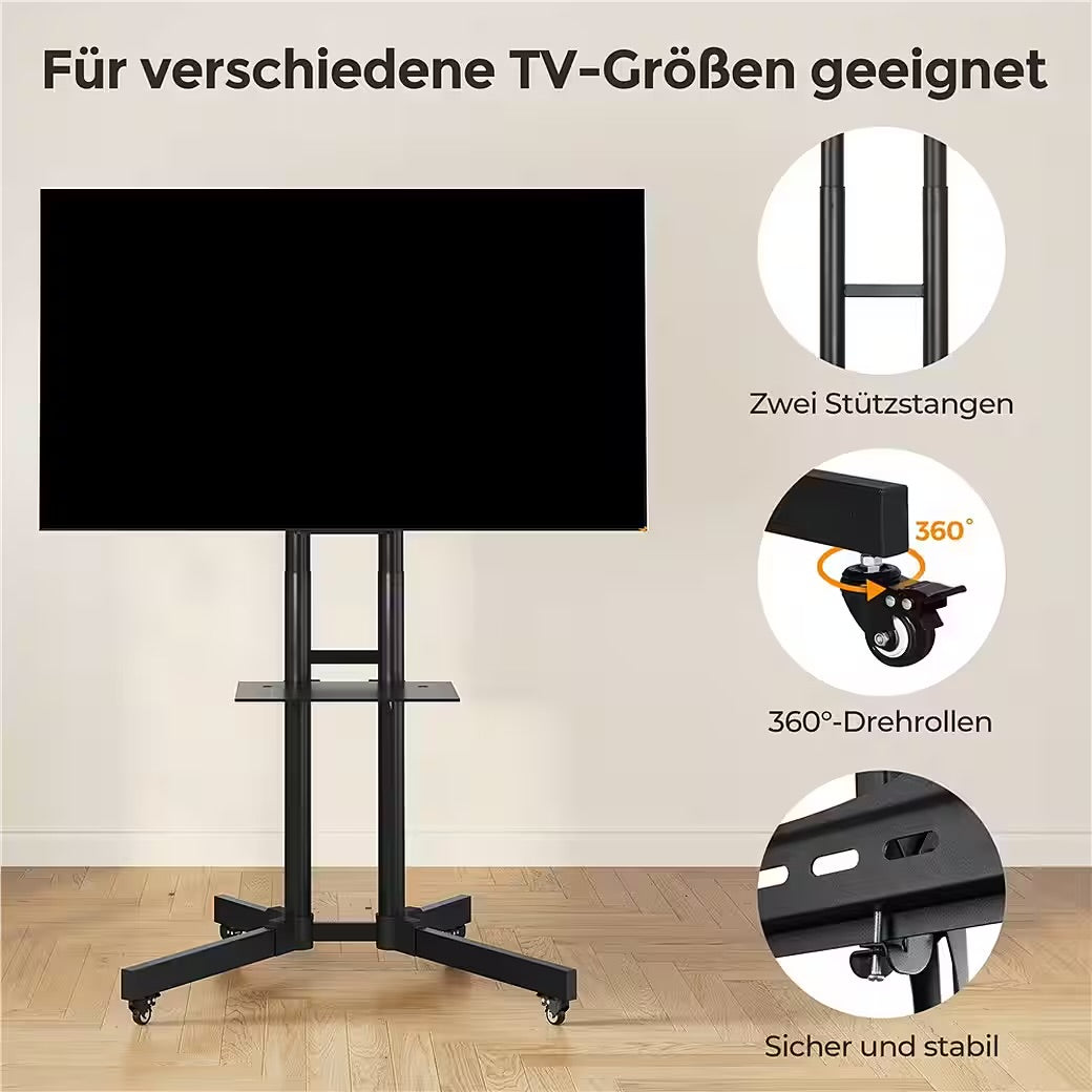bis 65 Zoll, Mobile TV Standfuß TV-Halterung TV-Rack Rollbar