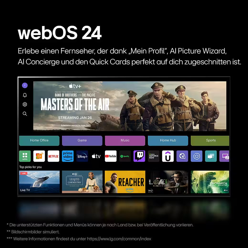 LG OLED77B42LA OLED-Fernseher 195 cm/77 Zoll Diagonale OLED Bildschirmtechnologie 4K Ultra HD Auflösung Smart-TV Internetfähigkeit 100 Hz