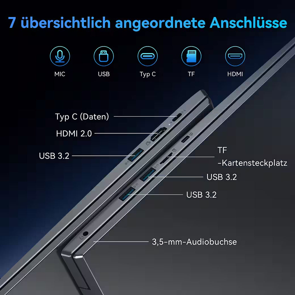 18.5" FHD IPS Acebook10 Intel Core N150 Windows 11 Pro Notebook