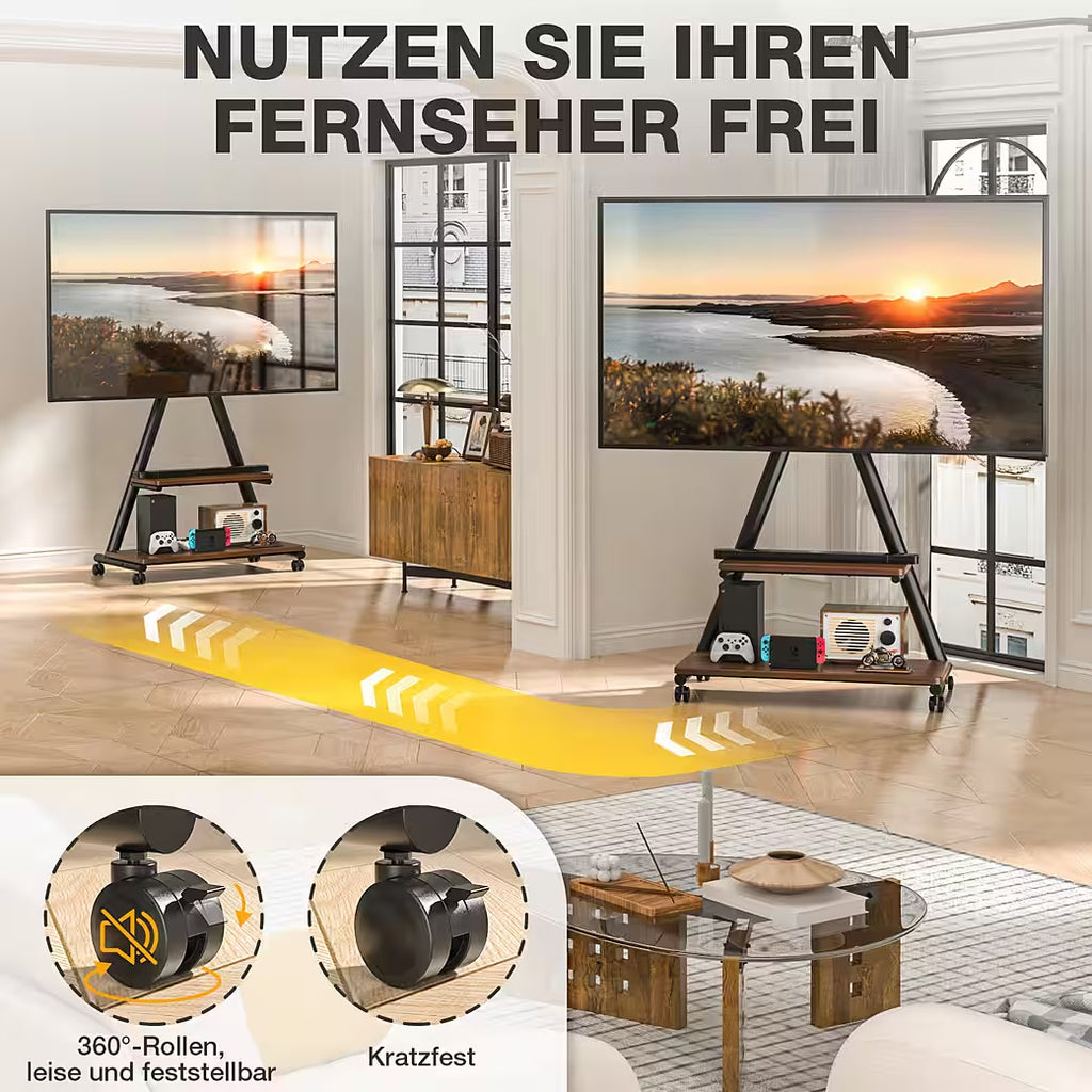 TV-Ständer Rollständer für Fernseher Höhenverstellbar für 32-80 Zoll Fernseher