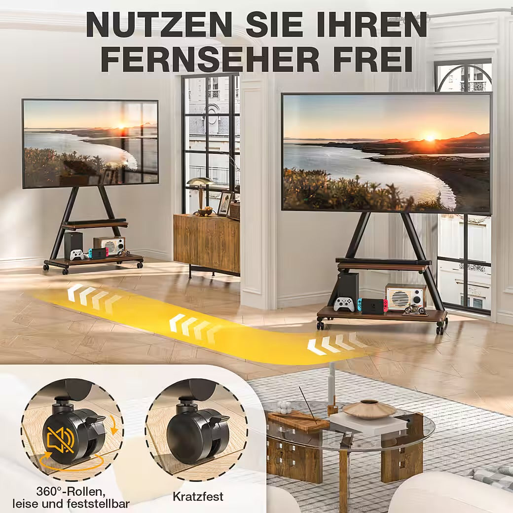 TV-Ständer Rollständer für Fernseher Höhenverstellbar für 32-80 Zoll Fernseher