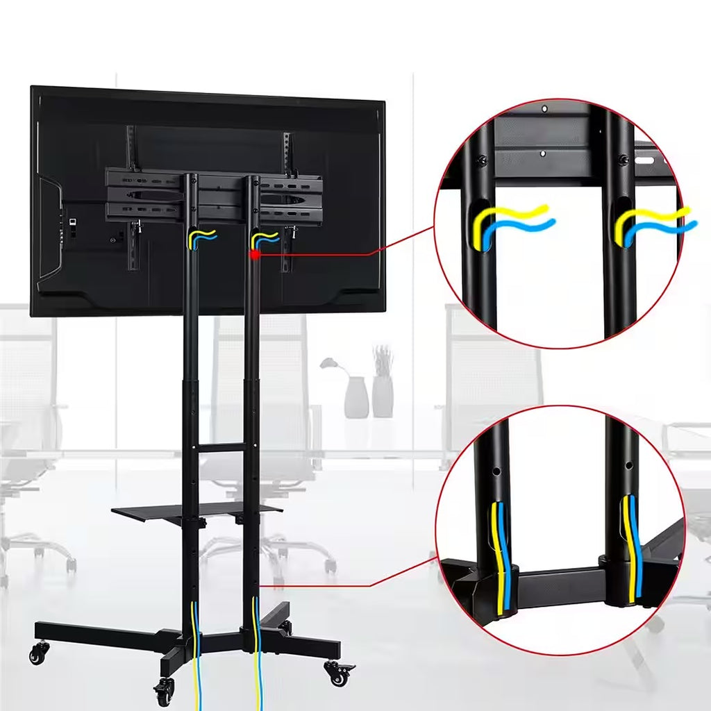 bis 65 Zoll, Mobile TV Standfuß TV-Halterung TV-Rack Rollbar