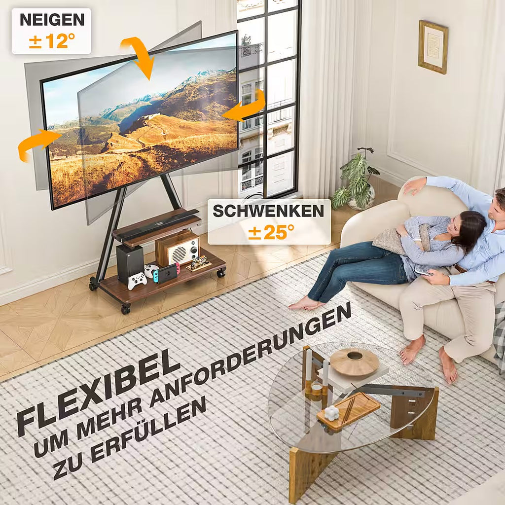 TV-Ständer Rollständer für Fernseher Höhenverstellbar für 32-80 Zoll Fernseher